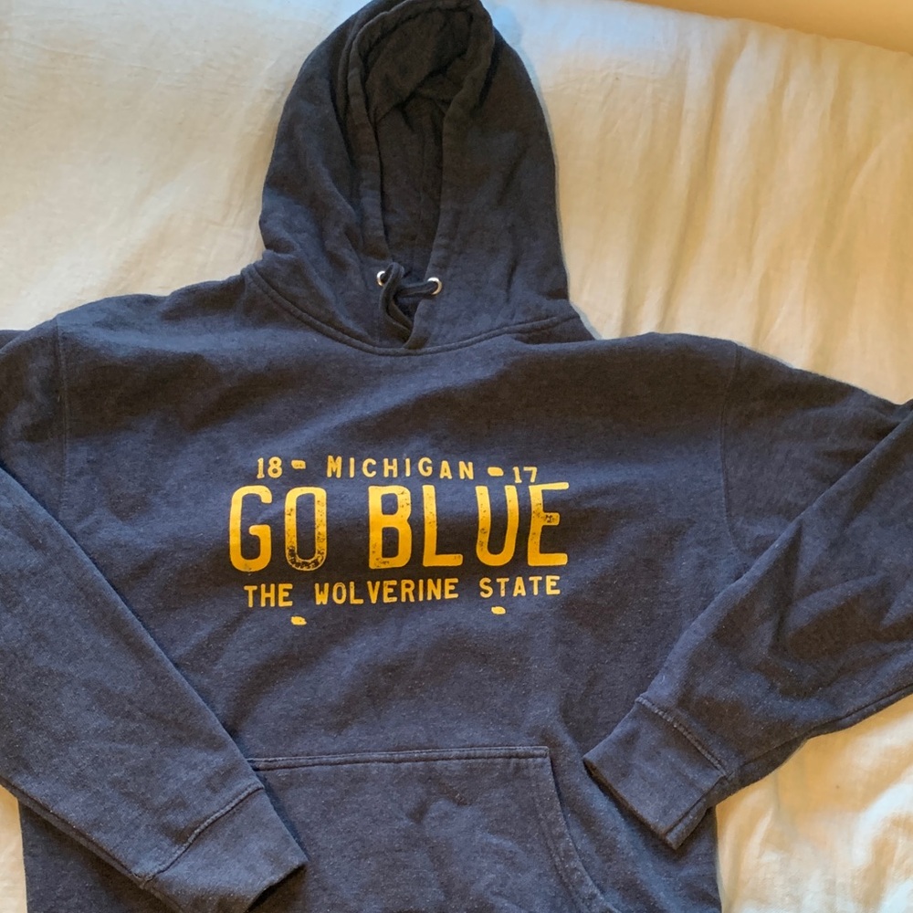 Go Blue Michigan Hoodie with Yellow Print
